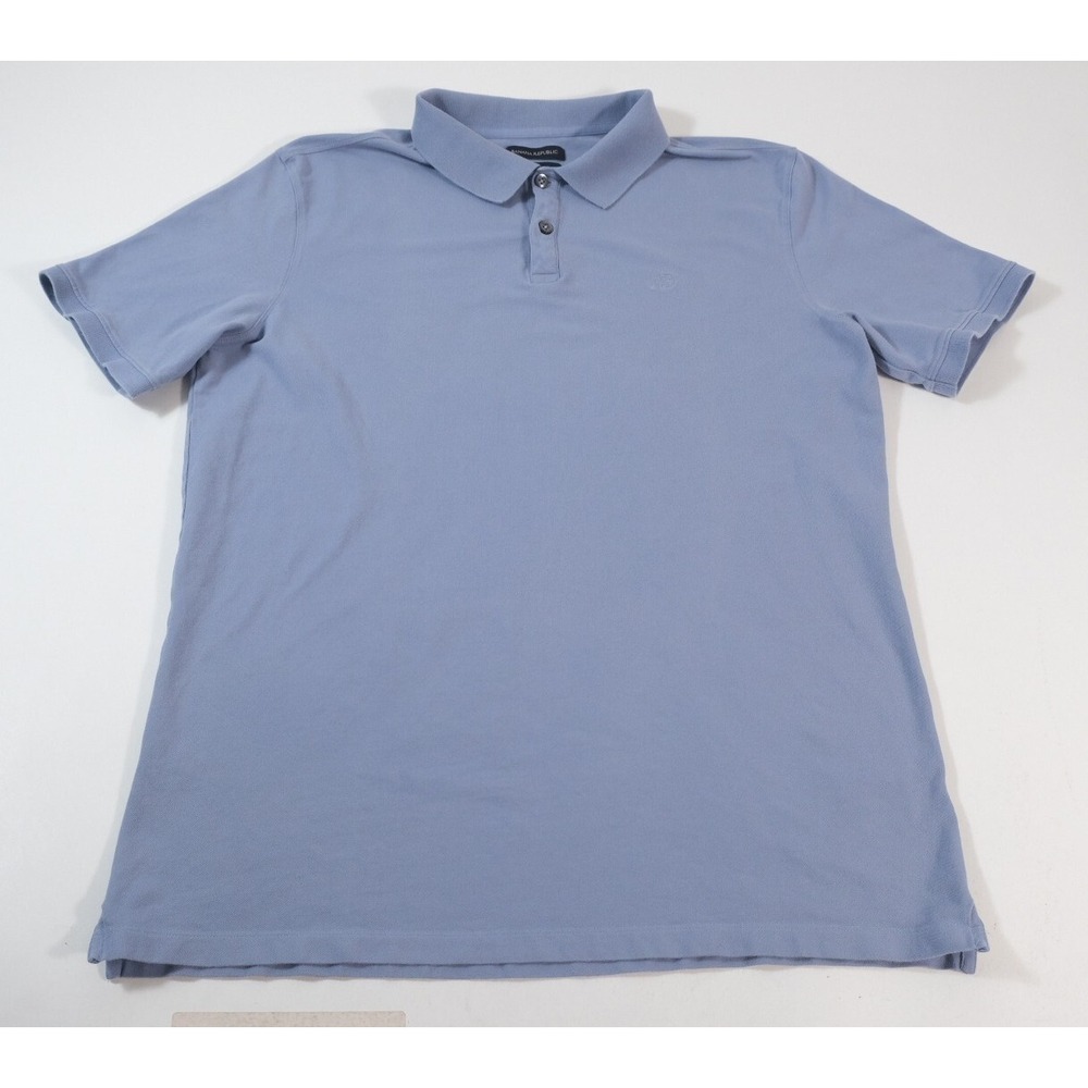 Banana Republic Polo Mens XL Tall Blue Elephant Logo Short Sleeve Pique Shirt